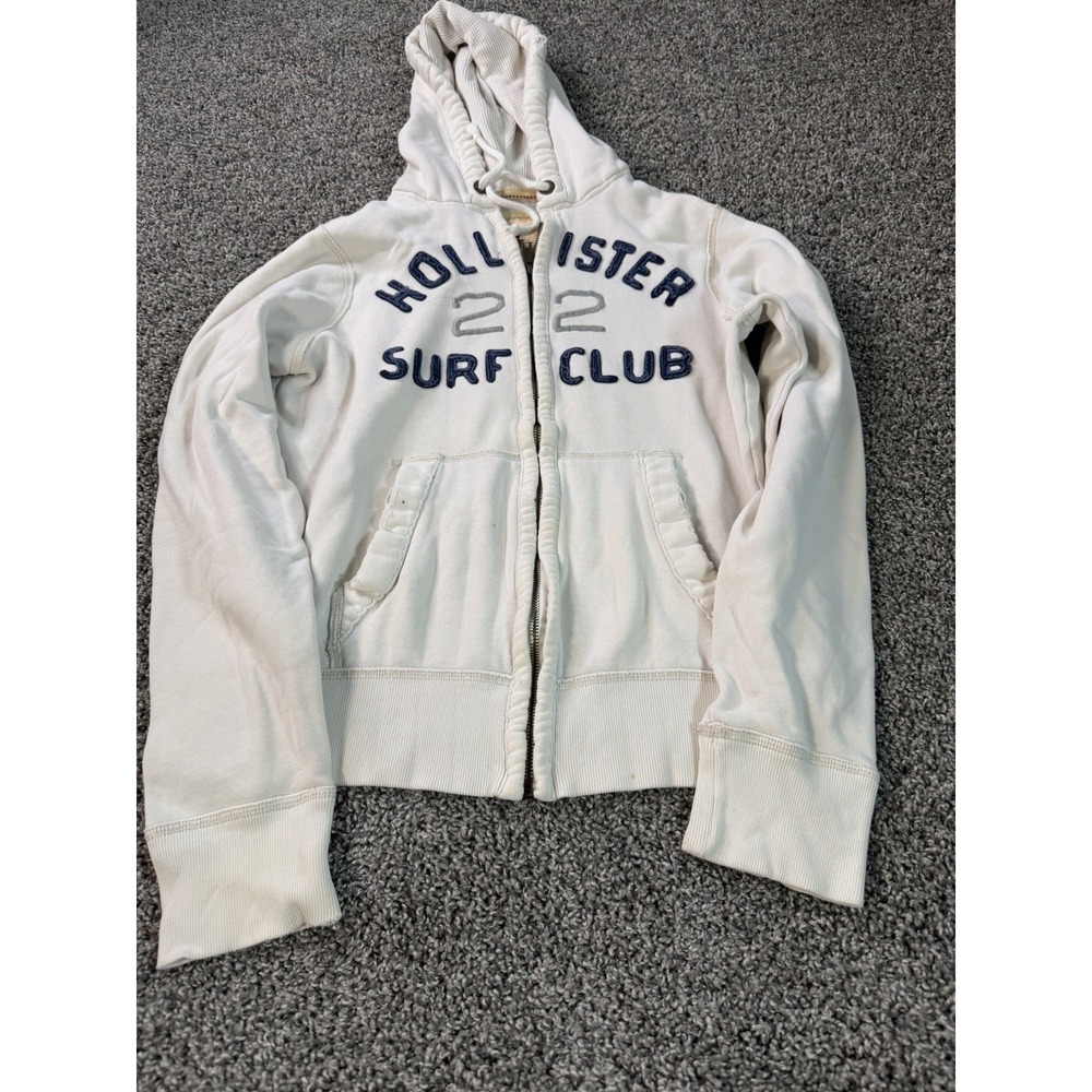 Vintage Y2K Hollister Full Zip Hoodie Men's Size Medium White